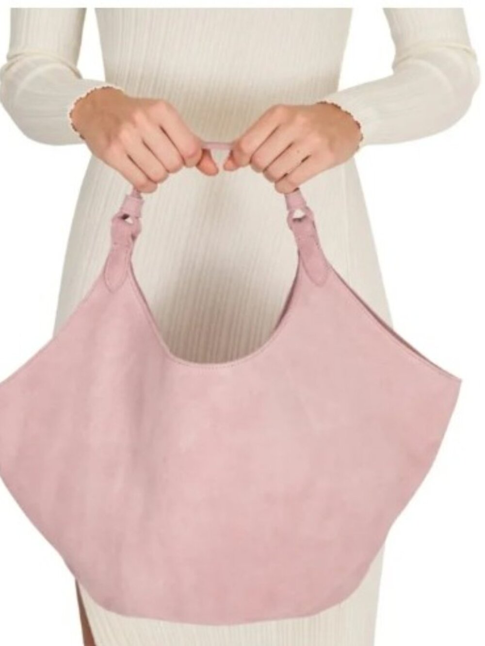 M.I.L.A. Emma Bubblegum Soft Pink Suede Shoulder Bag with Bow & Pearl Charm
